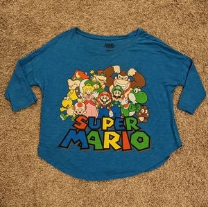 Nintendo Super Mario Bros 3/4 Sleeve Graphic T-Shirt Size Large